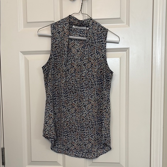 Violet & Claire Tops - Summer Sale: Multi-Colored Speckled Sleeveless Blouse with Mandarin Collar
